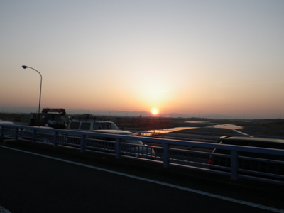 国道 407 号熊谷大橋上からの日没